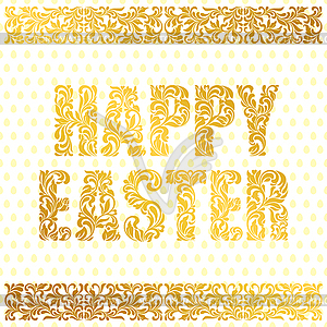 HAPPY EASTER. Golden decorative Font - vector EPS clipart