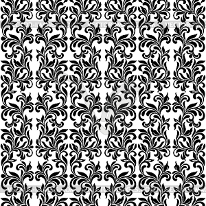 Damask Seamless Pattern in Black and White colors. - vector clipart