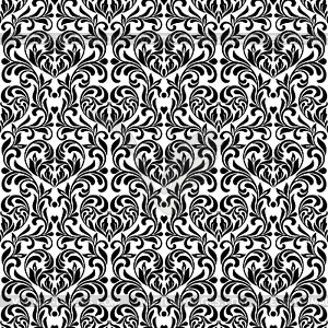 Damask Seamless pattern. Hearts made in swirls - vector clip art