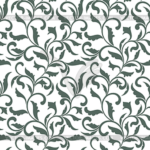 Elegant seamless pattern. Tracery of swirls and leaves - vector clipart