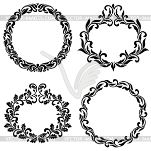 Set of vintage frames of swirls and decorative leaves - vector clip art