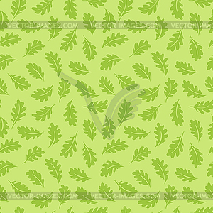 Seamless pattern. Oak leaves on green background - vector clipart