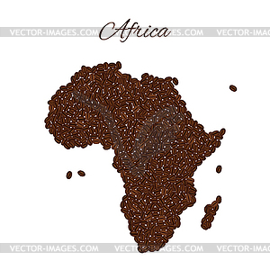 Map of Africa created of coffee on white background - vector clip art