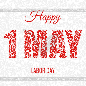 Happe 1 may labor day. Decorative Font made in tracery - vector clipart