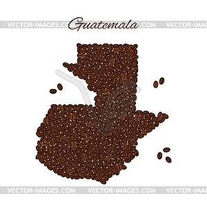 Map of Guatemala created of coffee beans - royalty-free vector image