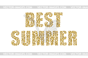BEST SUMMER. Decorative Font made in tracery - vector image
