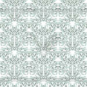Gentle seamless pattern. Tracery of swirls and leaves - vector image