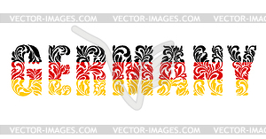 Inscription Germany of floral decorative pattern. - vector clip art