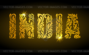 Inscription INDIA of floral decorative pattern. - vector EPS clipart