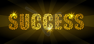 Word SUCCESS. Golden decorative font - vector image