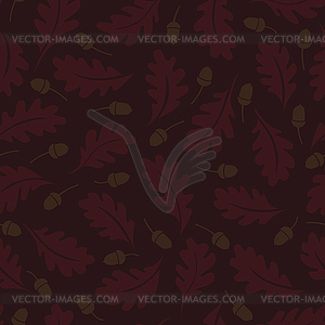 Seamless pattern. Oak leaves and acorns - color vector clipart