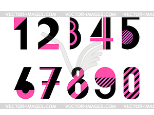 Set of digits. Trendy geometric font. - color vector clipart