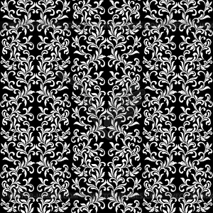 Seamless pattern. Damask ornament on black background - vector clip art