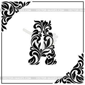 Letter A. Decorative Font made in floral elements. - vector clipart
