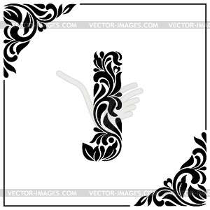 Letter J. Decorative Font made in floral elements. - vector clipart