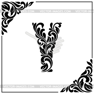 Letter Y. Decorative Font made in floral elements. - vector clipart