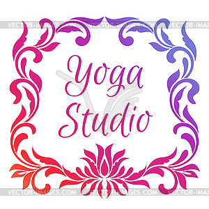Логотип студии йоги. Шаблон плаката с лотосом - векторное изображение
