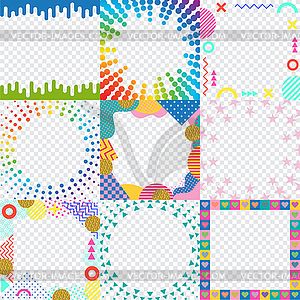 Set of square frames of geometric objects - vector image