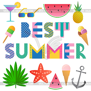 Best Summer. Trendy geometric font - vector image