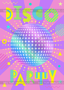 Banner for party in retro style. Trendy memphis style - vector clipart