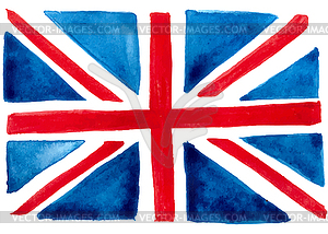 Watercolors Hand drawing. British flag. Art Texture - vector image