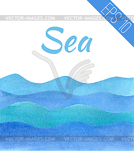 Waves painted with blue watercolor - vector clipart / vector image