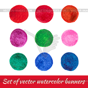 Set of hand painted bright circles of different colors - vector clipart