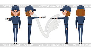 Girl police officer isolated on white background. - vector clip art