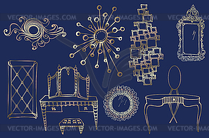 Set mirrors dressing tables - vector clipart / vector image