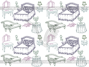 Furniture set bedroom 1 seamless - vector EPS clipart