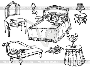Furniture set bedroom  - vector clipart