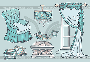 Furniture first sofa mint - vector clipart
