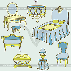 Furniture second bed color blue - vector clipart