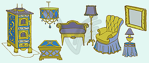 Furniture col stove chair - color vector clipart