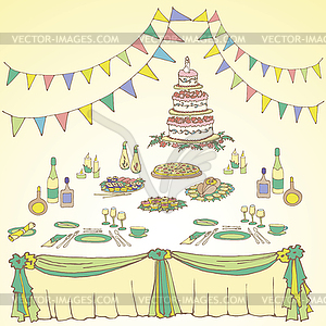 Serving festive first color green yellow - vector clip art