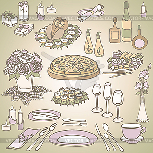 Serving festive six color - vector clipart