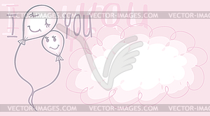 Card ball heart pink - vector clipart