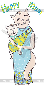 Cat mum sling color - vector clipart