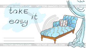 Take it easy card sofa - stock vector clipart