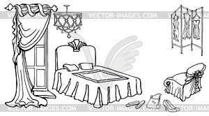 Furniture bed curt screen - vector image