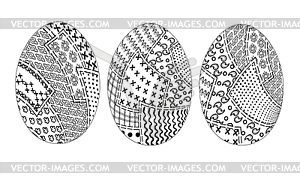 Easter eggs pachwork 3pz - white & black vector clipart