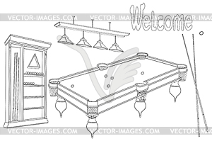 Billiard room welcome - vector image