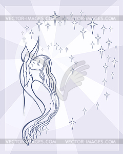 Woman candle ray color - vector image