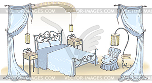 Forged bed arch color blue - vector clipart