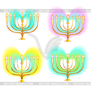 Menorah heart color - vector clip art