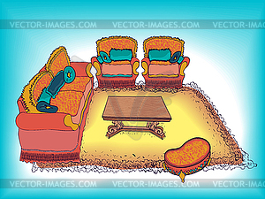 Interior emp sofa armchairs bright - vector clipart