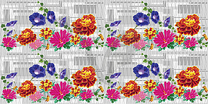 Flowers 3 seamless line marigold - vector clipart