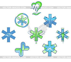 Symbol of medical institution green blue - vector clip art