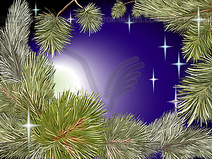 Pine tree night star - vector clipart