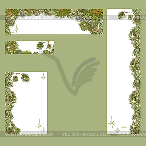 Pine tree banners star - color vector clipart